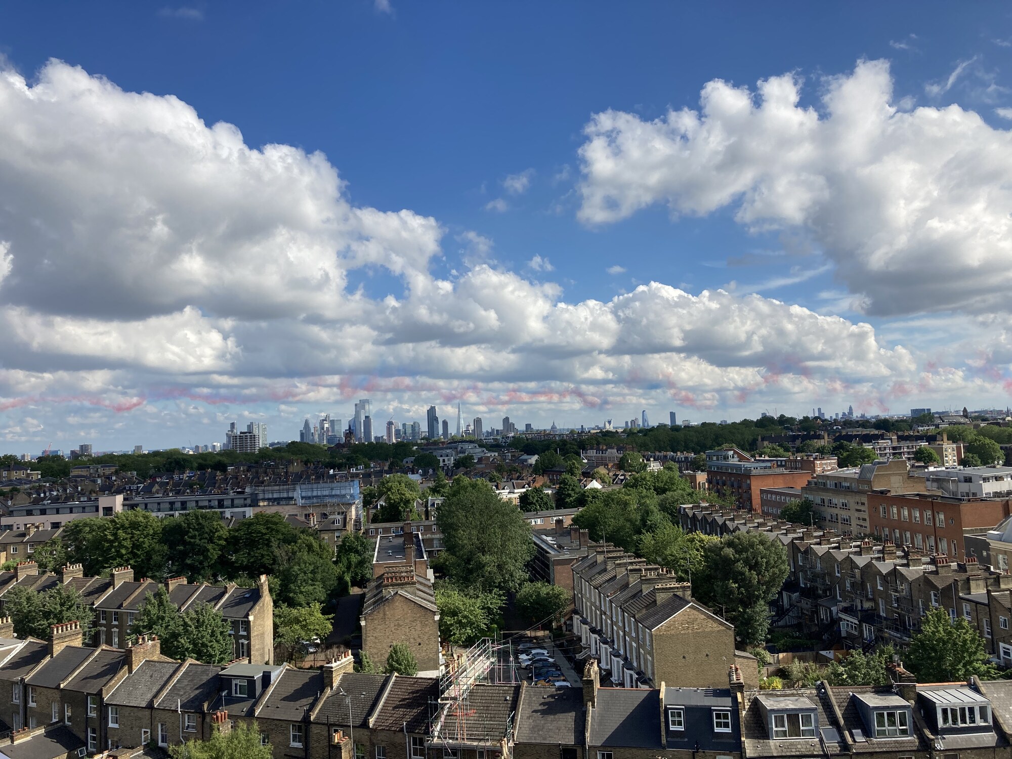 Tree-lined street near Highbury, Holloway Road and Arsenal at golden hour